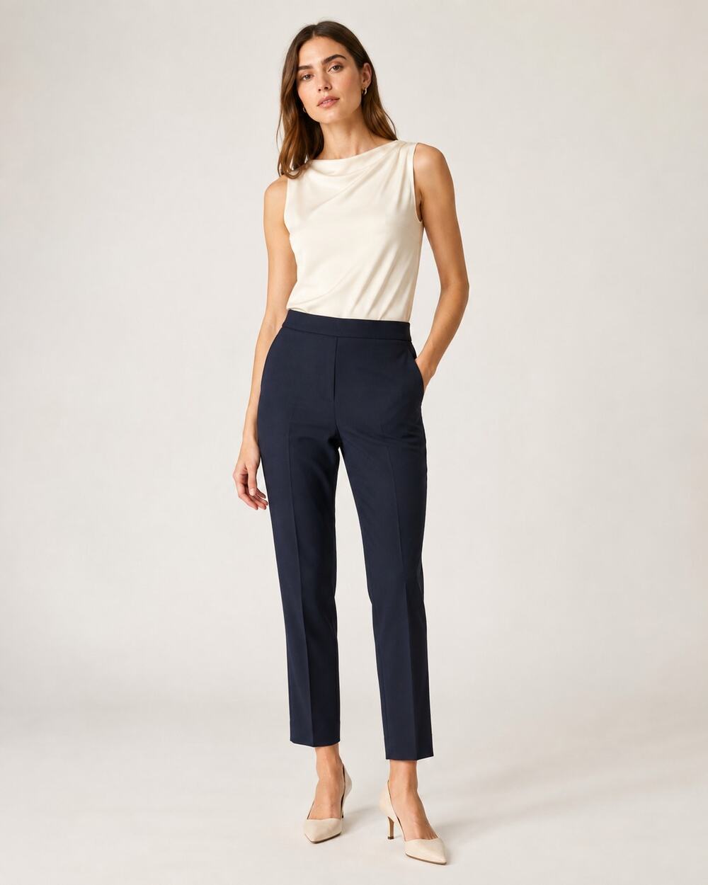 Tory Burch Wool Blend Skinny Dress Pants Navy Blue size 6